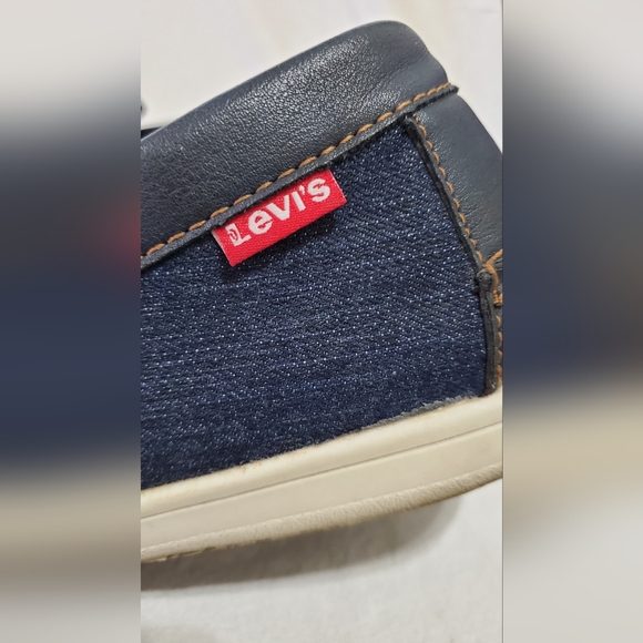LEVI'S men's comfort Penny loafer slip on shoes SIZE 12 denim blue leather tan - Picture 11 of 12